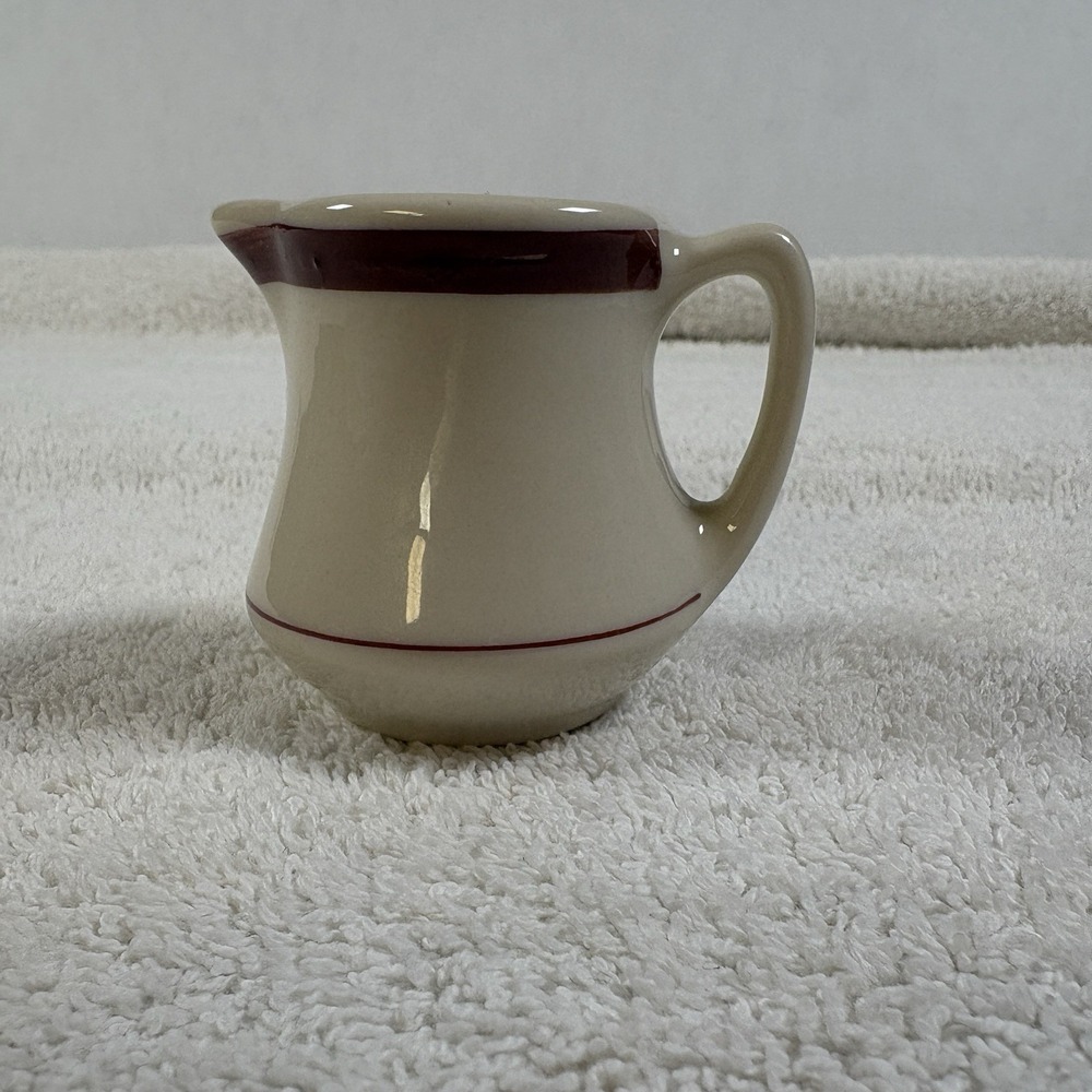 Vintage Syracuse China Restaurant Ware Creamer Brown Stripe 2.5" USA Small (293)